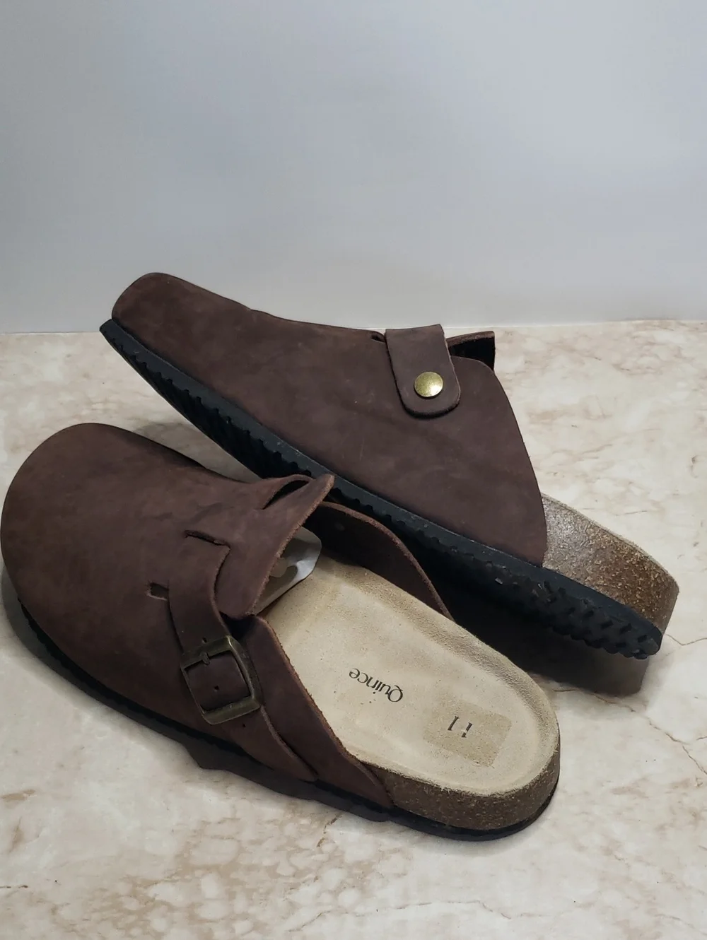 Quince Men's Brown Slip-On Waterproof Nubuck Clog Mules Size 11